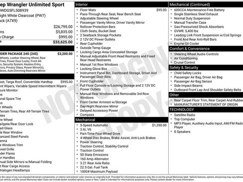 Used 2015 Jeep Wrangler Unlimited Sport w/ Quick Order Package 24S AWD/4WD image 2