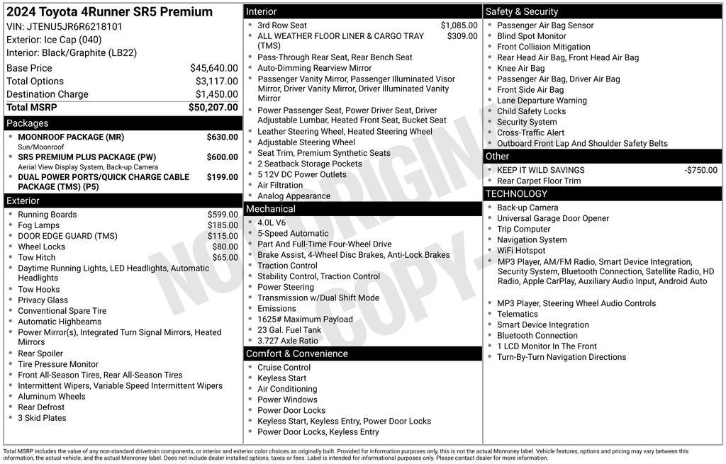Used 2024 Toyota 4Runner SR5 Premium w/ Moonroof Package AWD/4WD image 4