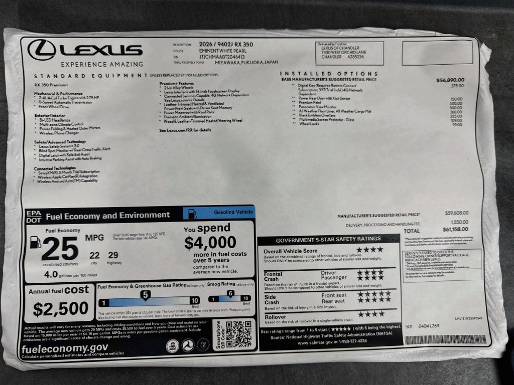 New 2026 Lexus RX 350 Premium Plus w/ Accessory Package (2T) FWD image 9