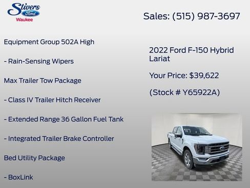 Used 2022 Ford F150 Lariat w/ Equipment Group 502A High AWD/4WD image 22