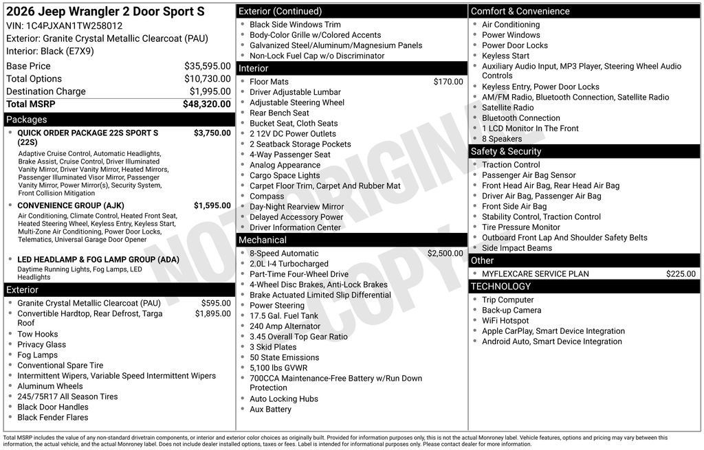 New 2026 Jeep Wrangler Sport AWD/4WD image 43