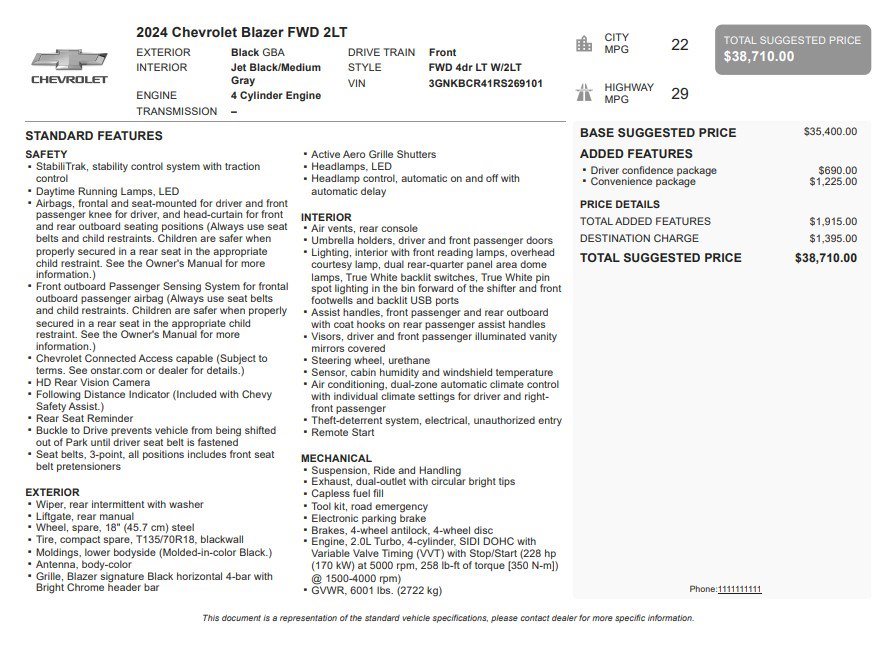 Certified 2024 Chevrolet Blazer LT w/ Convenience Package FWD image 34
