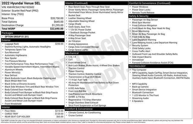 Used 2022 Hyundai Venue SEL FWD image 37