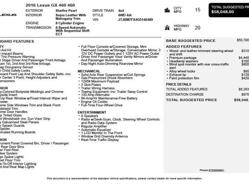 Used 2016 Lexus GX 460 w/ Premium Package AWD/4WD image 3