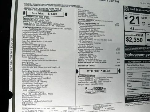 New 2026 Jeep Wrangler Sport S image 38