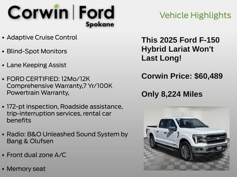 Certified 2025 Ford F150 Lariat w/ Equipment Group 502A High image 13