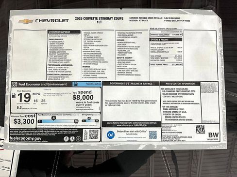 New 2026 Chevrolet Corvette Stingray Coupe w/ 1LT image 11