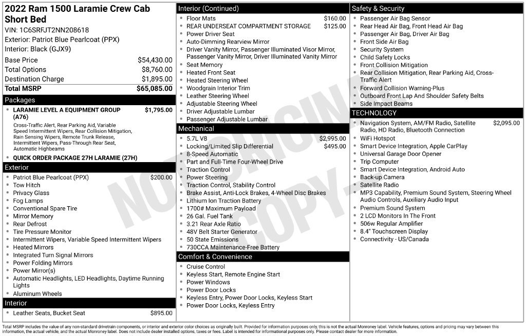 Used 2022 RAM 1500 Laramie AWD/4WD image 41