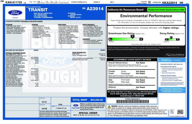 Used 2022 Ford Transit 250 Low Roof w/ Exterior Upgrade Package RWD image 3