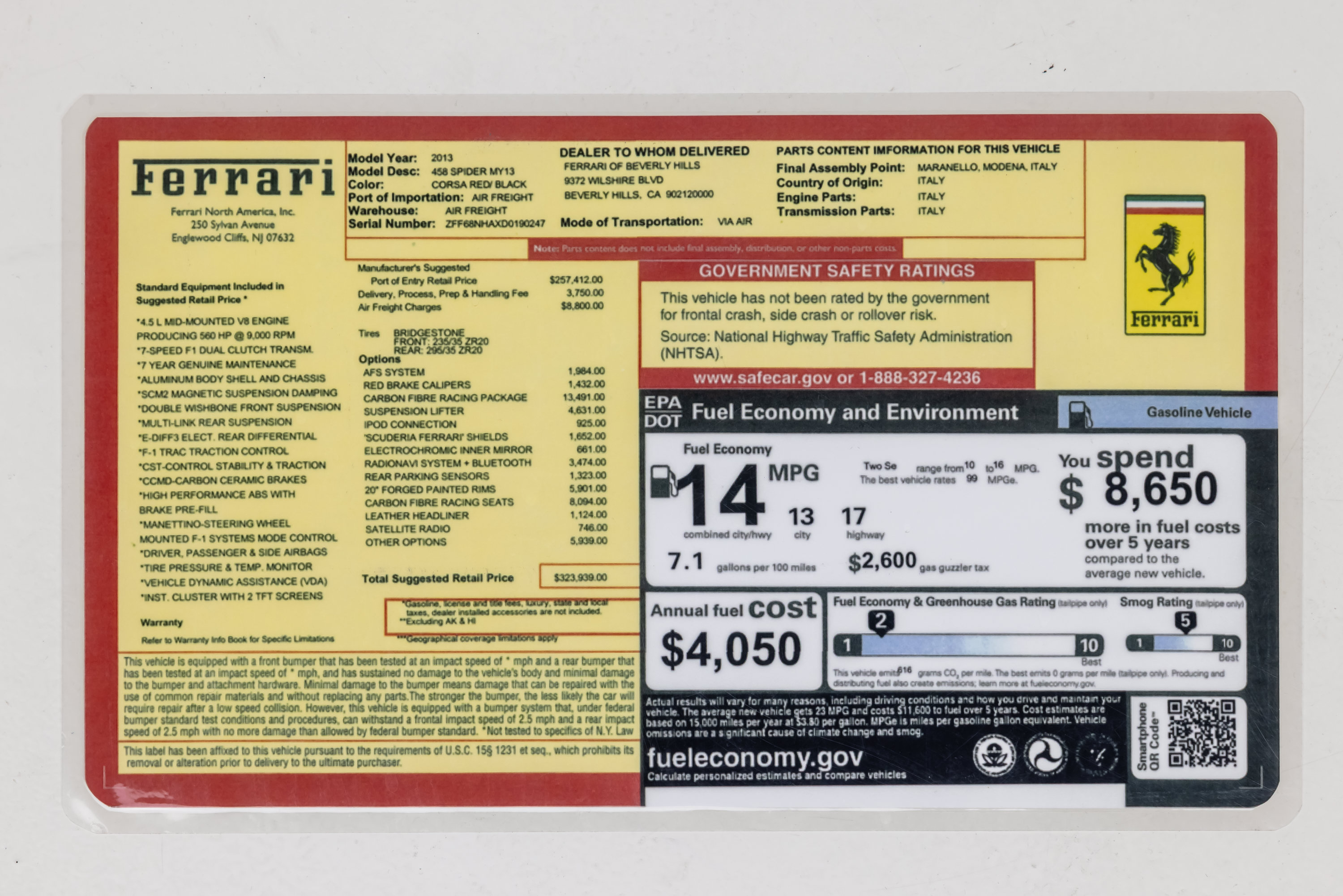 Certified 2013 Ferrari 458 Spider RWD image 50
