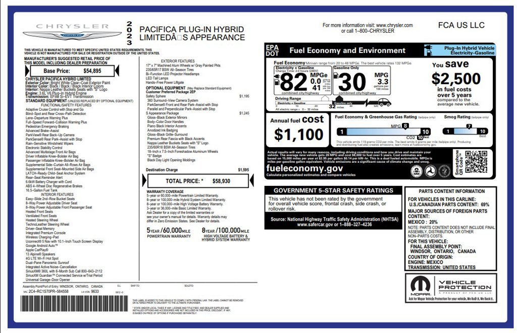 Used 2023 Chrysler Pacifica Limited w/ S Appearance Package FWD image 3