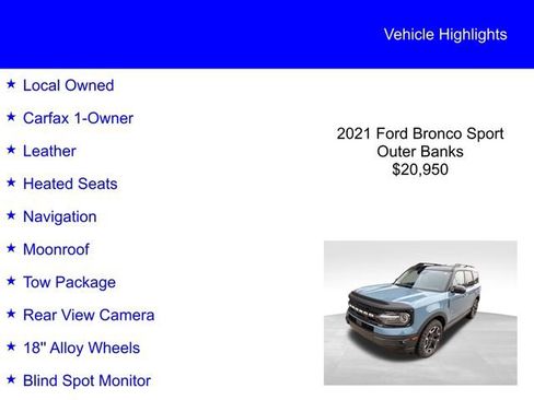 Certified 2021 Ford Bronco Sport Outer Banks w/ Outer Banks Package (96D) image 2