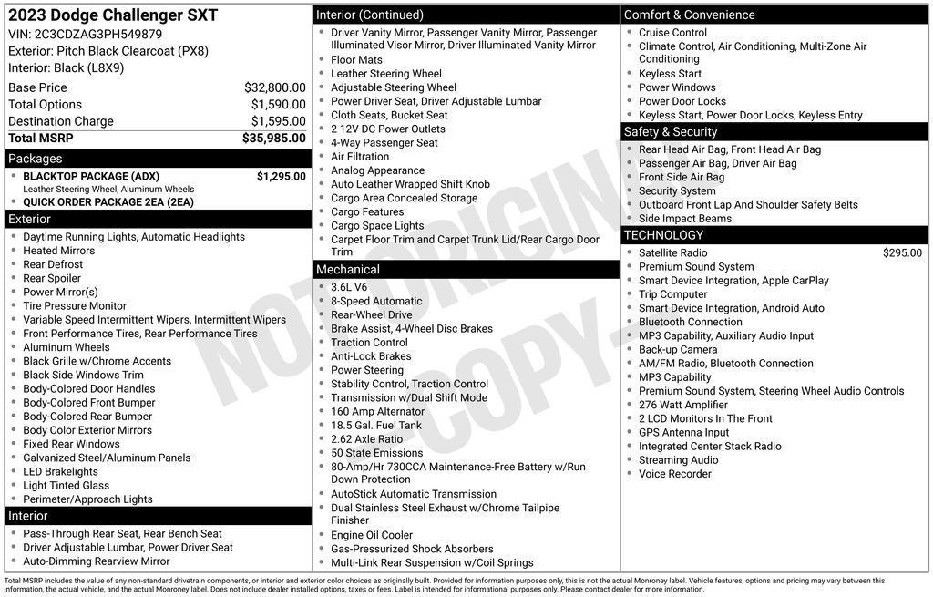 Used 2023 Dodge Challenger SXT w/ Blacktop Package RWD image 24