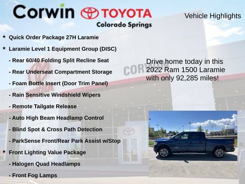 Used 2022 RAM 1500 Laramie w/ Sport Appearance Package AWD/4WD image 7