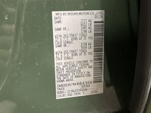 Used 2024 Nissan Frontier PRO-4X w/ Off-Road Protection Package image 26