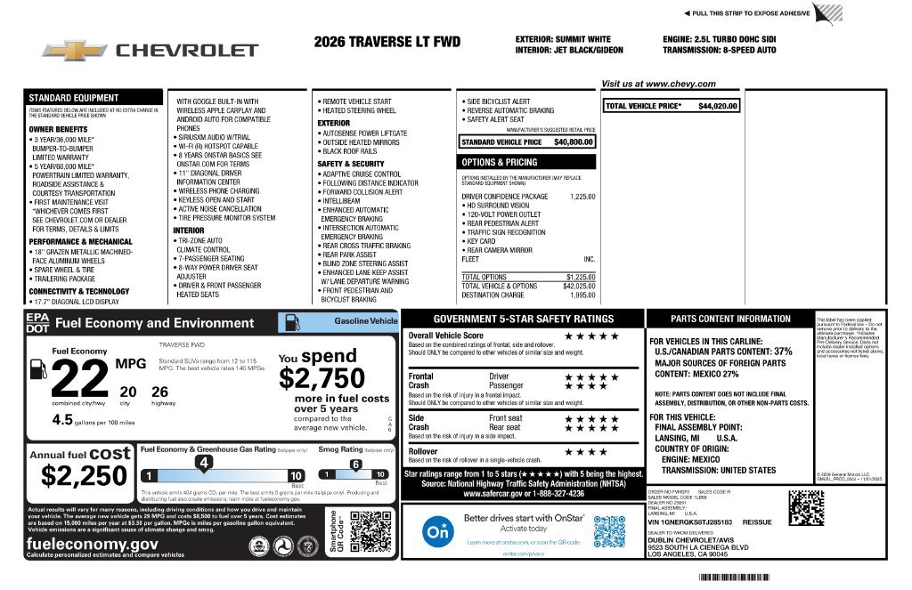 Used 2026 Chevrolet Traverse LT w/ Driver Confidence Package FWD image 4