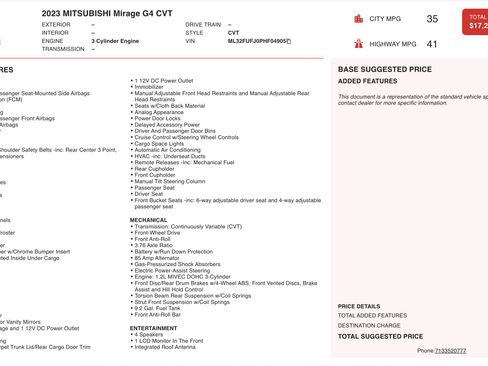 Used 2023 Mitsubishi Mirage G4 ES image 2