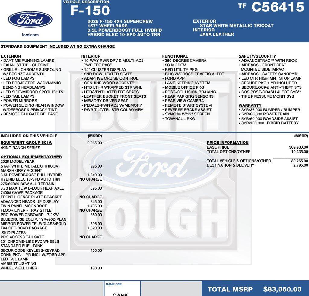 New 2026 Ford F150 King Ranch w/ Equipment Group 601A High AWD/4WD image 2