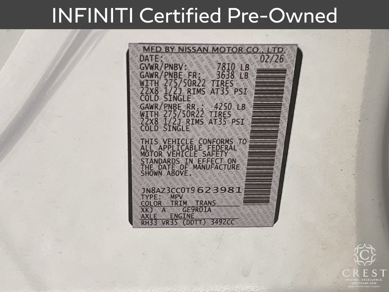 Certified 2026 INFINITI QX80 Autograph AWD/4WD image 33