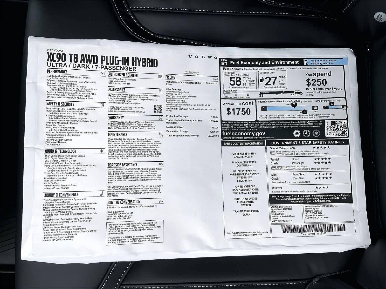 New 2026 Volvo XC90 T8 Ultra w/ Protection Package AWD/4WD image 37
