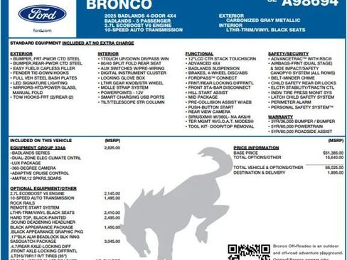 Used 2025 Ford Bronco Badlands AWD/4WD image 2