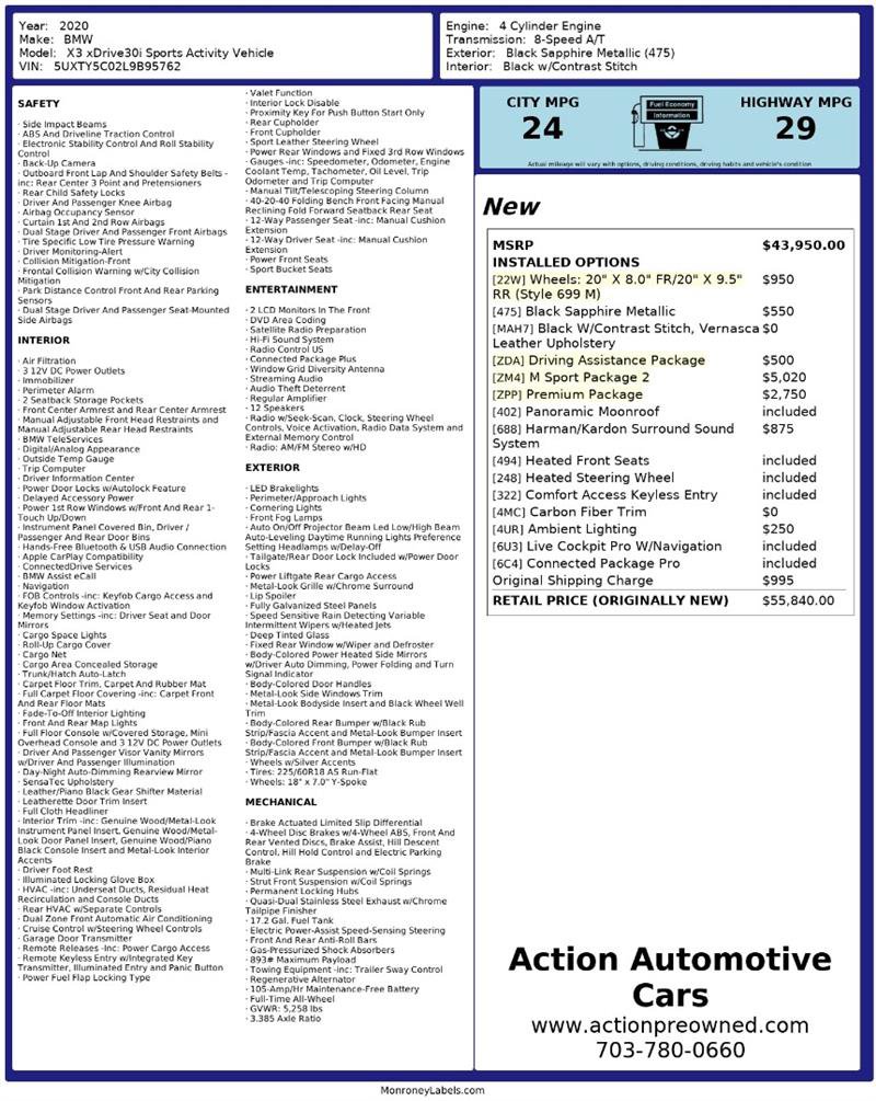 Used 2020 BMW X3 xDrive30i AWD/4WD image 2