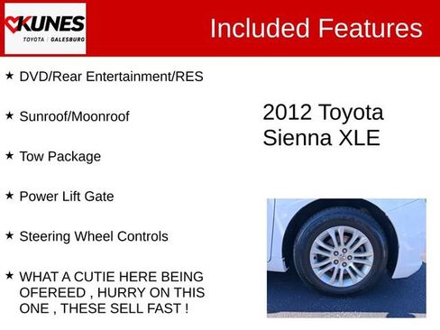 Used 2012 Toyota Sienna XLE w/ Entertainment Pkg FWD image 3