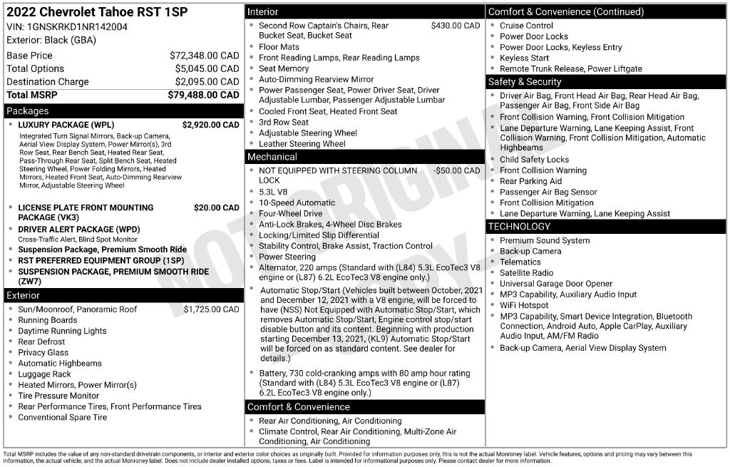 Used 2022 Chevrolet Tahoe RST w/ Luxury Package AWD/4WD image 50