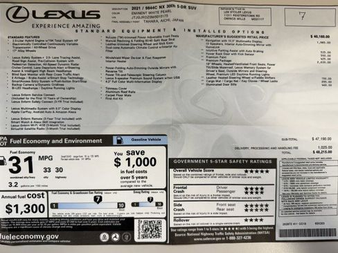 Used 2021 Lexus NX 300h AWD w/ Premium Package image 63