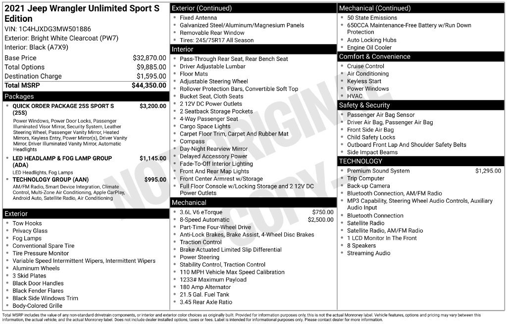 Used 2021 Jeep Wrangler Unlimited Sport AWD/4WD image 13