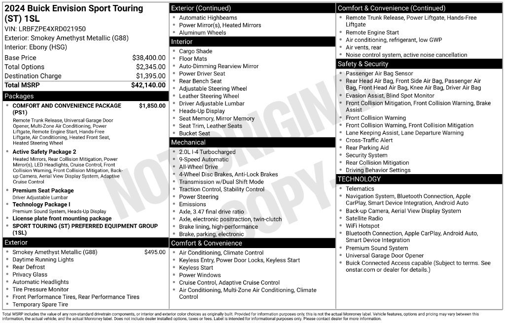 Certified 2024 Buick Envision Sport Touring AWD/4WD image 20