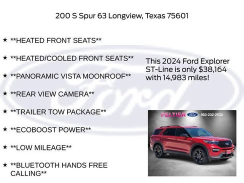 Used 2024 Ford Explorer ST-Line w/ Class IV Trailer Tow Package RWD image 11