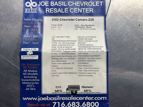 Used 2002 Chevrolet Camaro Z28 w/ SS Performance/Appearance Pkg RWD image 77