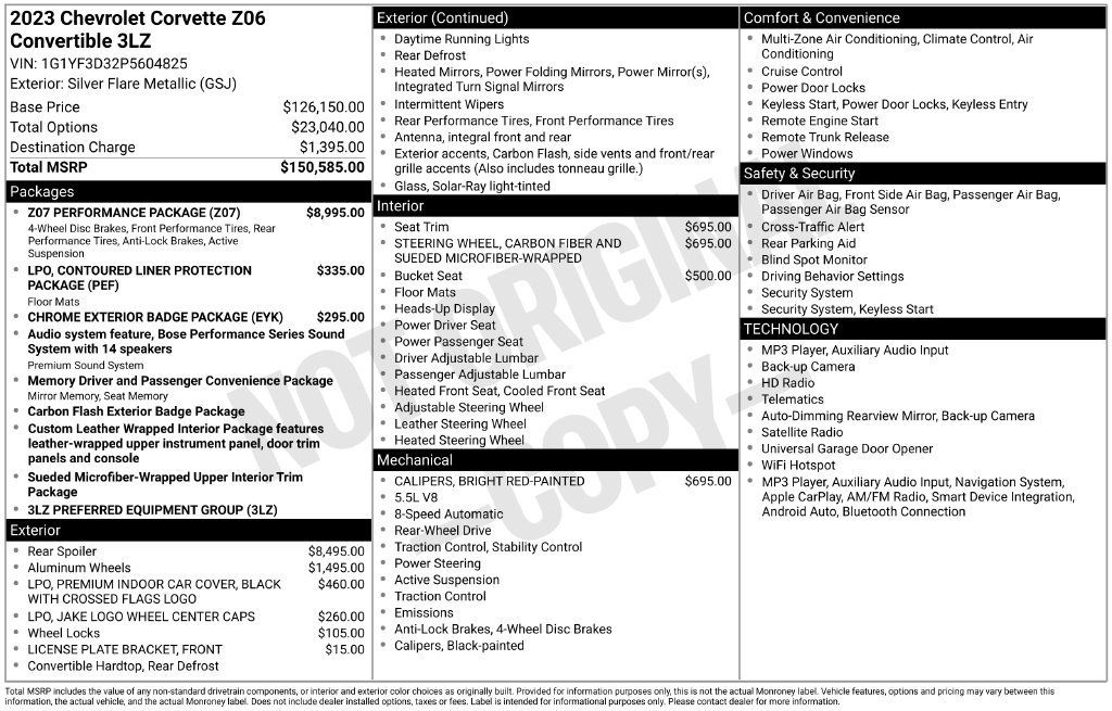 Used 2023 Chevrolet Corvette Z06 w/ Z07 Performance Package RWD image 28