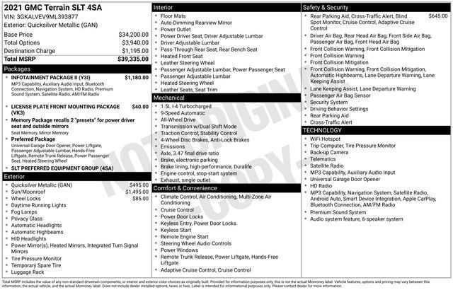 Used 2021 GMC Terrain SLT w/ Infotainment Package II AWD/4WD image 4