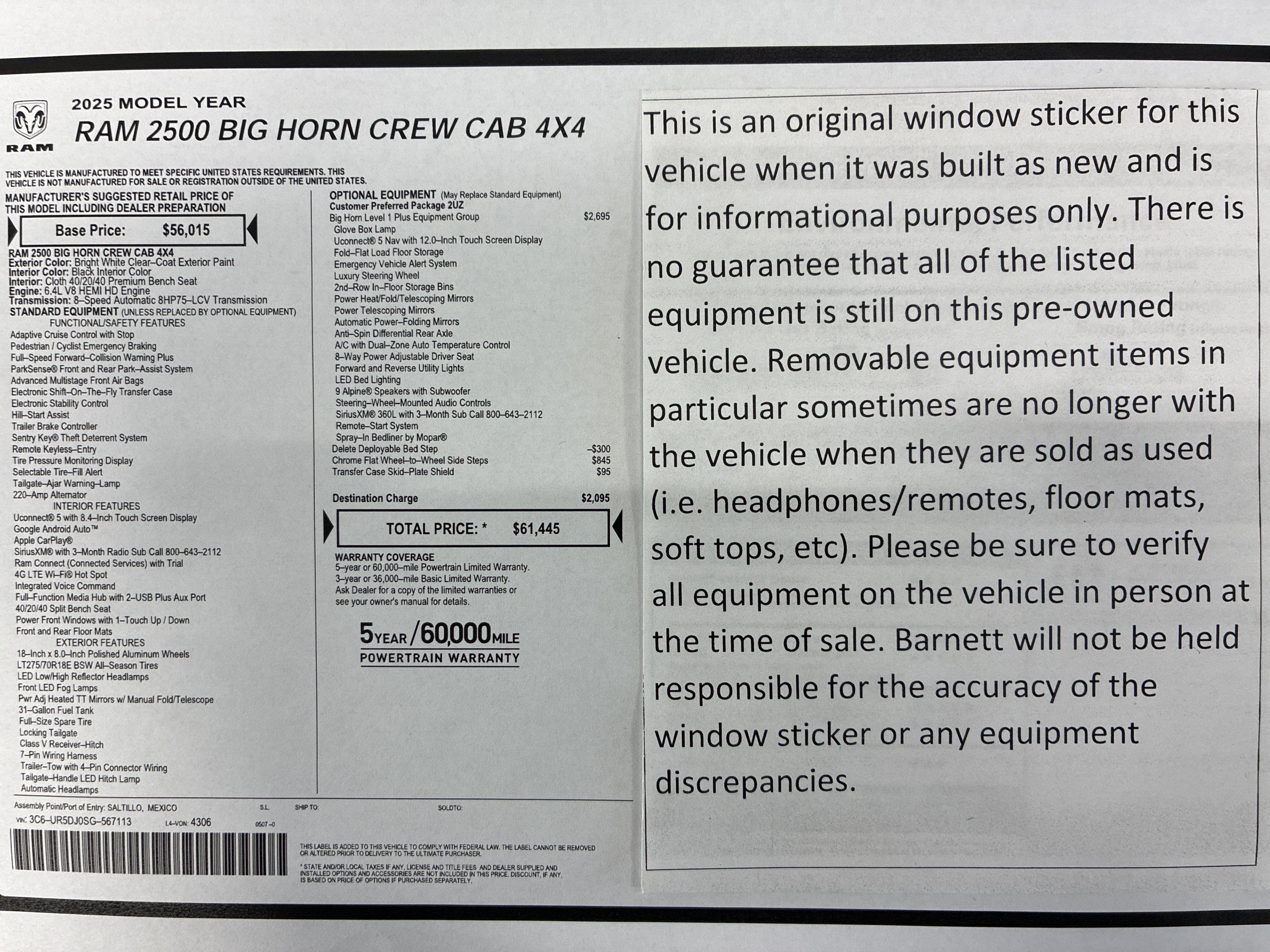 Certified 2025 RAM 2500 Big Horn AWD/4WD image 2