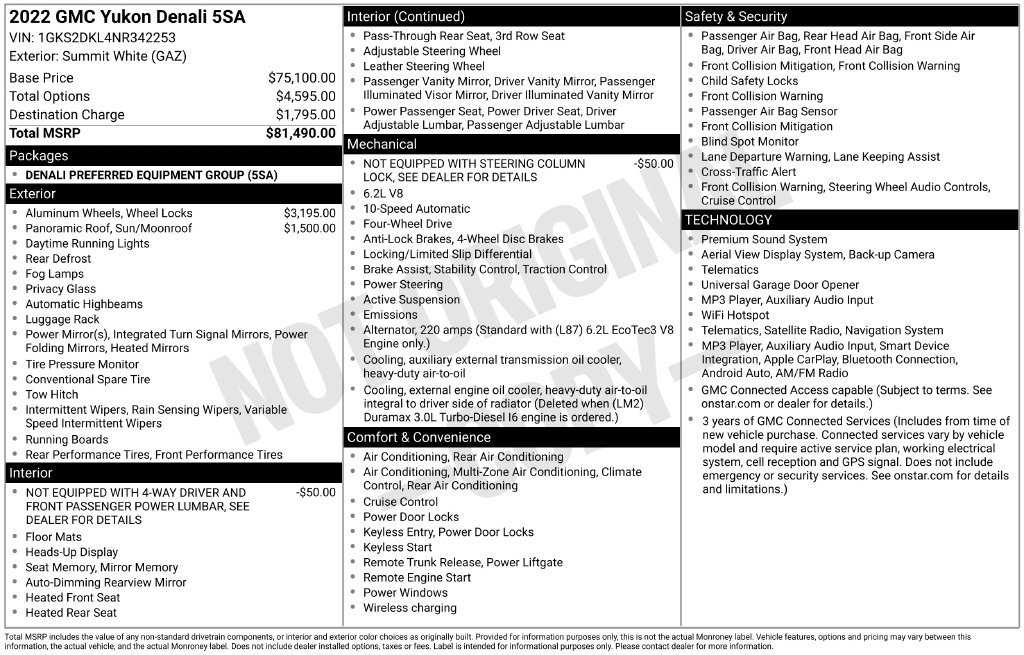 Used 2022 GMC Yukon Denali AWD/4WD image 3