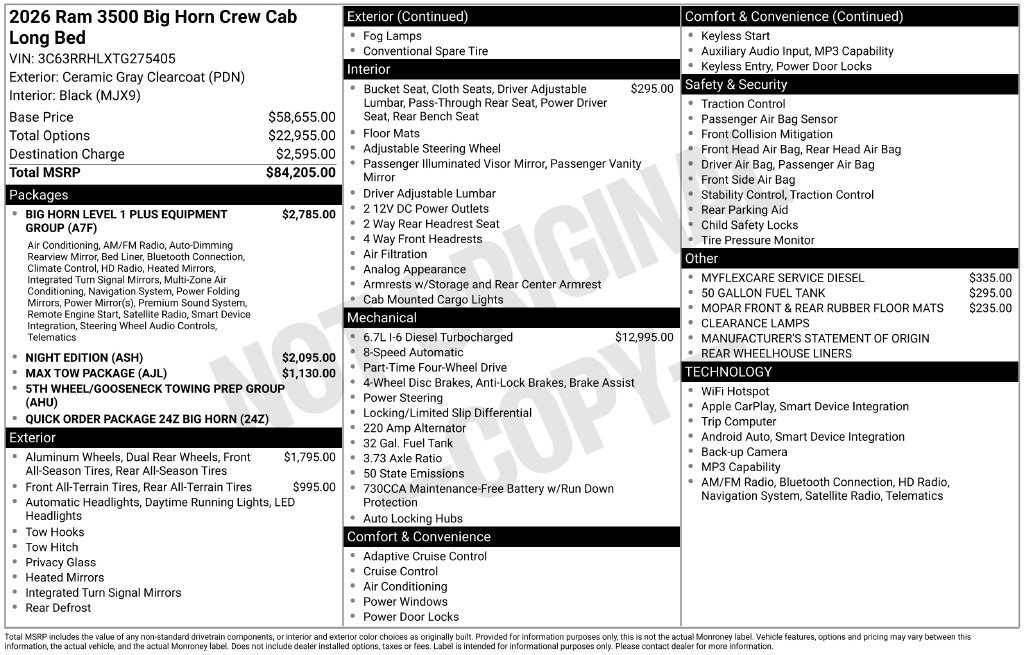 New 2026 RAM 3500 Big Horn AWD/4WD image 9