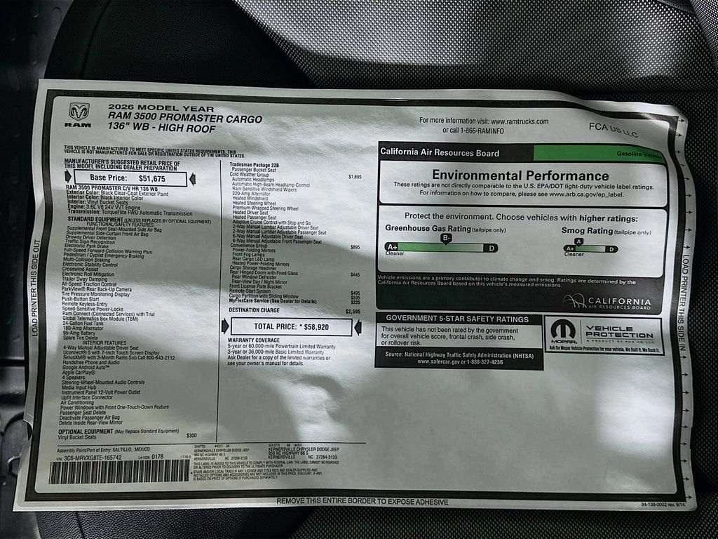 New 2026 RAM ProMaster 3500 w/ Cold Weather Group FWD image 21