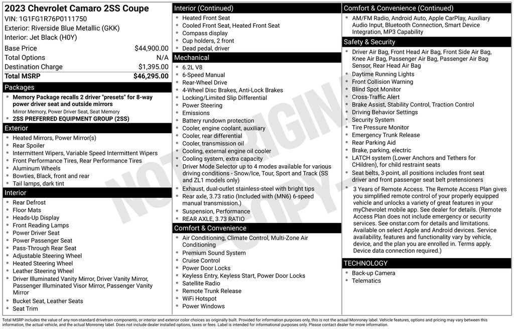Used 2023 Chevrolet Camaro SS RWD image 3