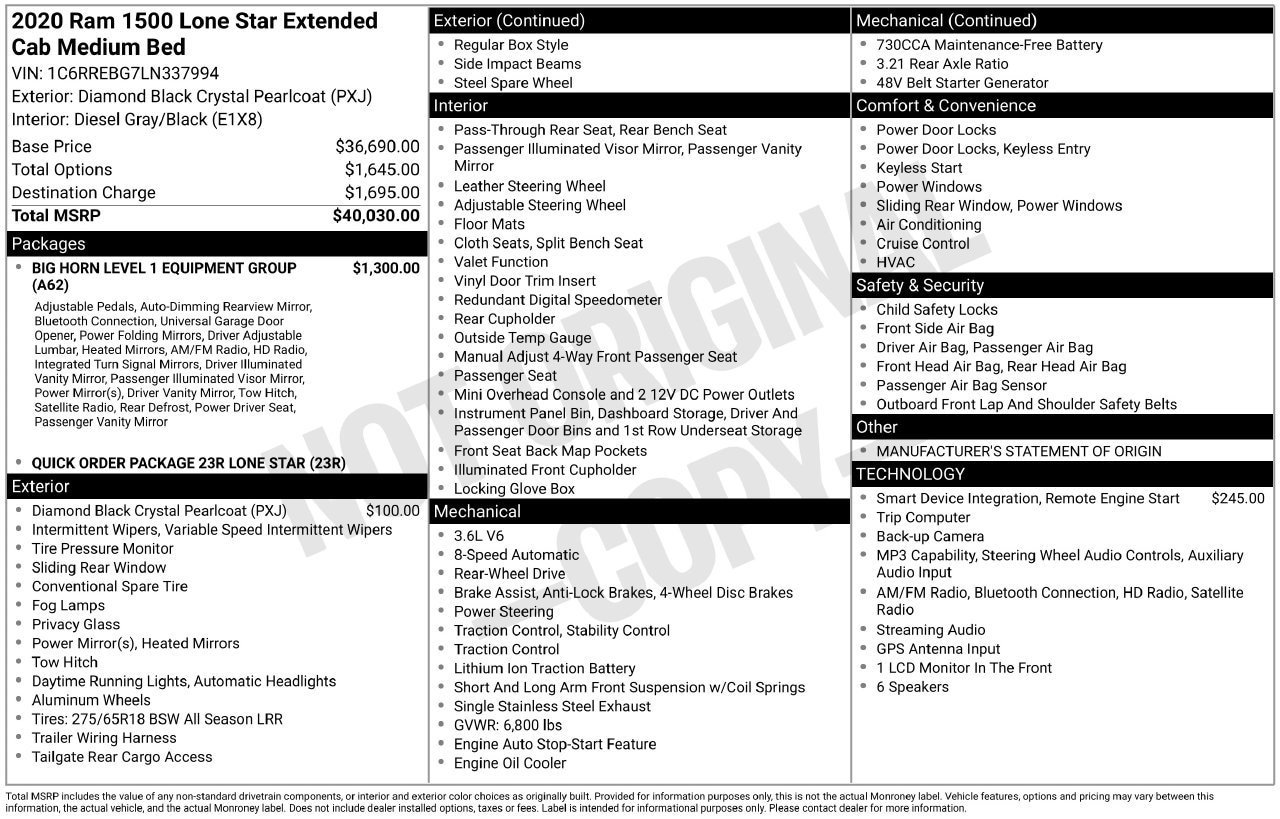 Used 2020 RAM 1500 Lone Star RWD image 28