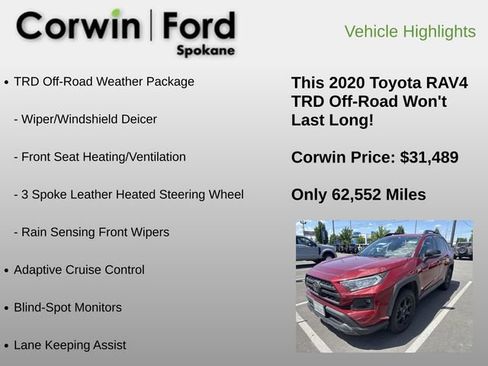 Used 2020 Toyota RAV4 TRD Off-Road w/ TRD Off-Road Weather Package AWD/4WD image 6