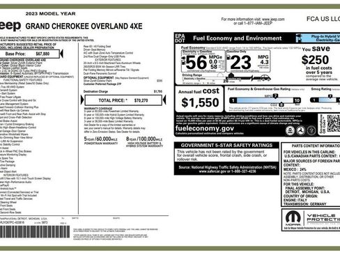 Used 2023 Jeep Grand Cherokee Overland AWD/4WD image 4
