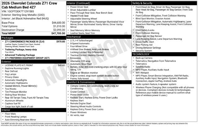 New 2026 Chevrolet Colorado Z71 w/ Z71 Convenience Package 2 AWD/4WD image 25