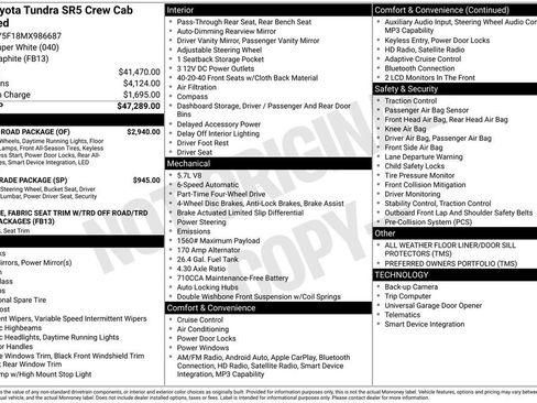 Used 2021 Toyota Tundra SR5 w/ TRD Off-Road Package AWD/4WD image 2