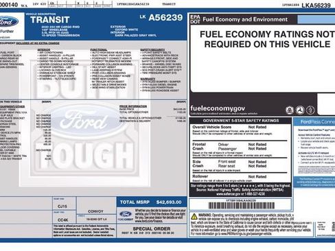Used 2020 Ford Transit 250 148 High Roof w/ Load Area Protection Package RWD image 15