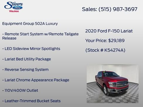 Used 2020 Ford F150 Lariat w/ Equipment Group 502A Luxury AWD/4WD image 8