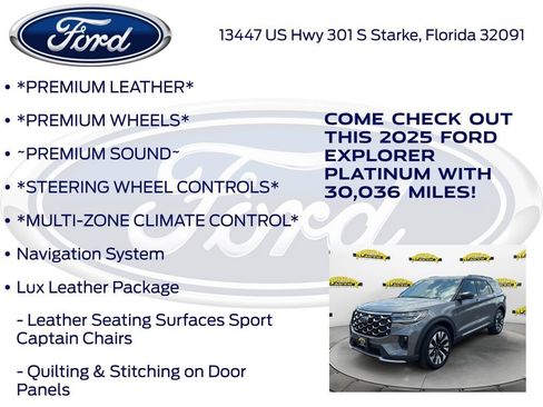 Certified 2025 Ford Explorer Platinum w/ LUX Leather Package AWD/4WD image 17