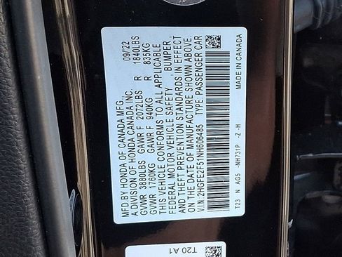 Certified 2022 Honda Civic Sport image 27