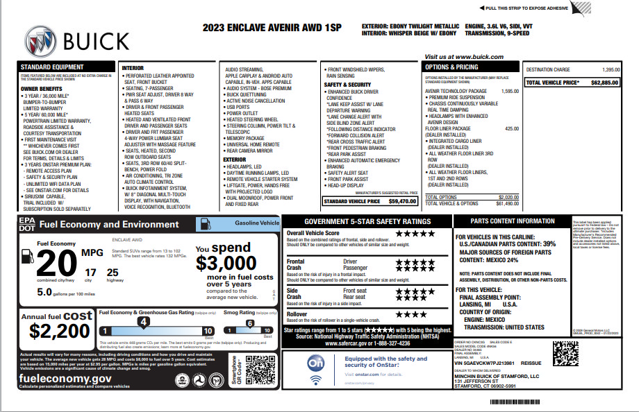 Used 2023 Buick Enclave Avenir w/ Avenir Technology Package AWD/4WD image 3